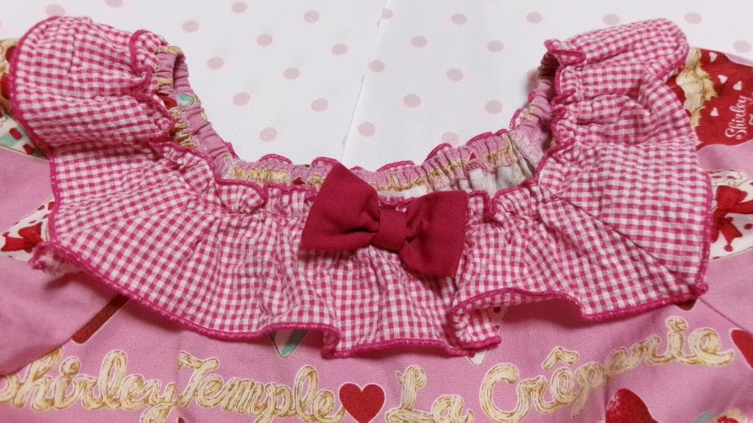 120シャーリークレーププリントワンピースピンクシャーリーテンプル