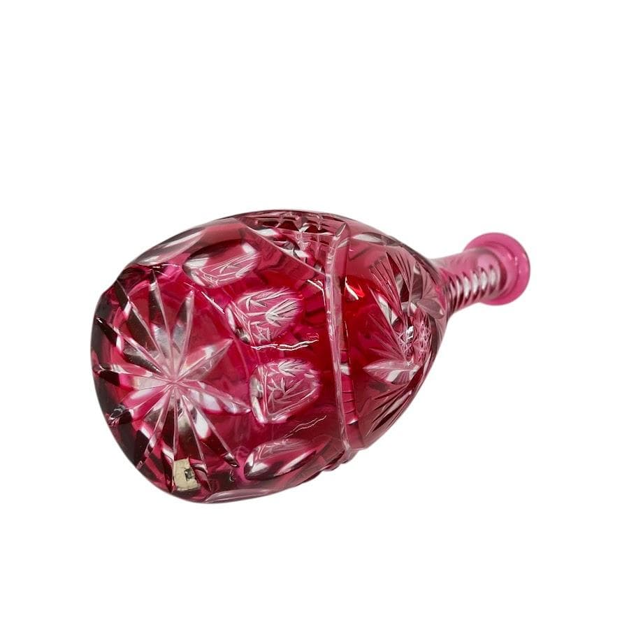 クリスタルガラス デキャンタ グラスセット 切子 クランベリー色