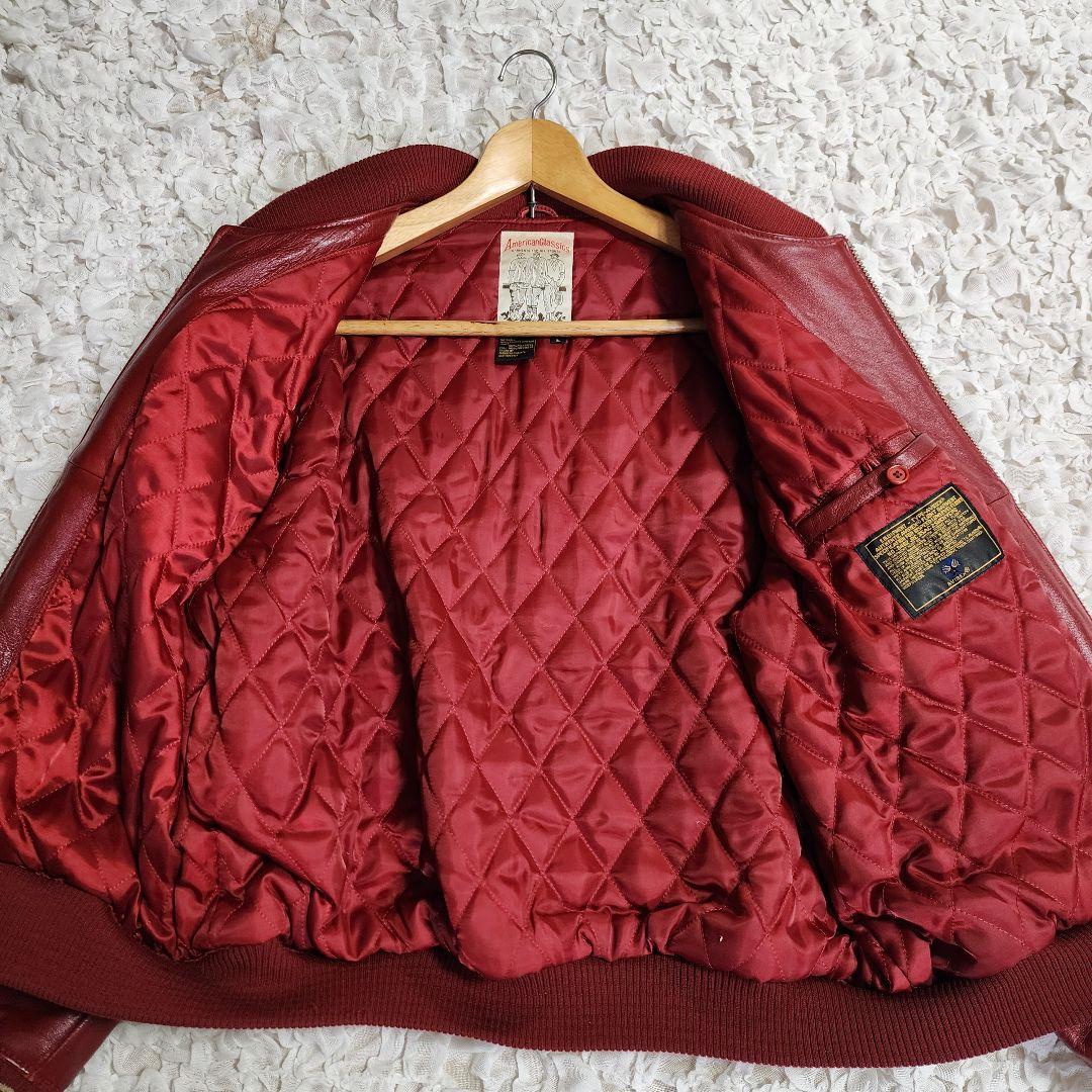 アヴィレックス オールレザー スタジャン バーシティ ジャケット 赤