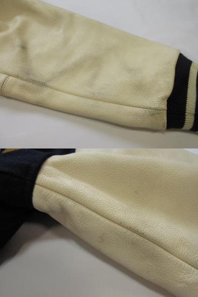 老*ー様 VAN-JAC　ヴァンヂャケット　アーチロゴ袖革スタジャン　L　べルソ