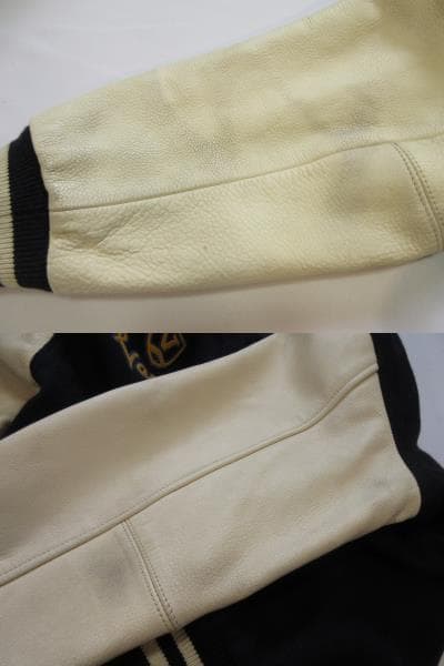 老*ー様 VAN-JAC　ヴァンヂャケット　アーチロゴ袖革スタジャン　L　べルソ