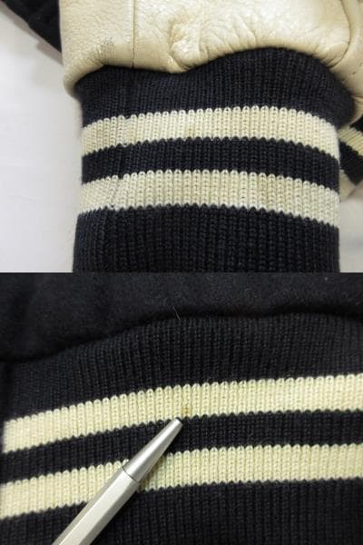 老*ー様 VAN-JAC　ヴァンヂャケット　アーチロゴ袖革スタジャン　L　べルソ