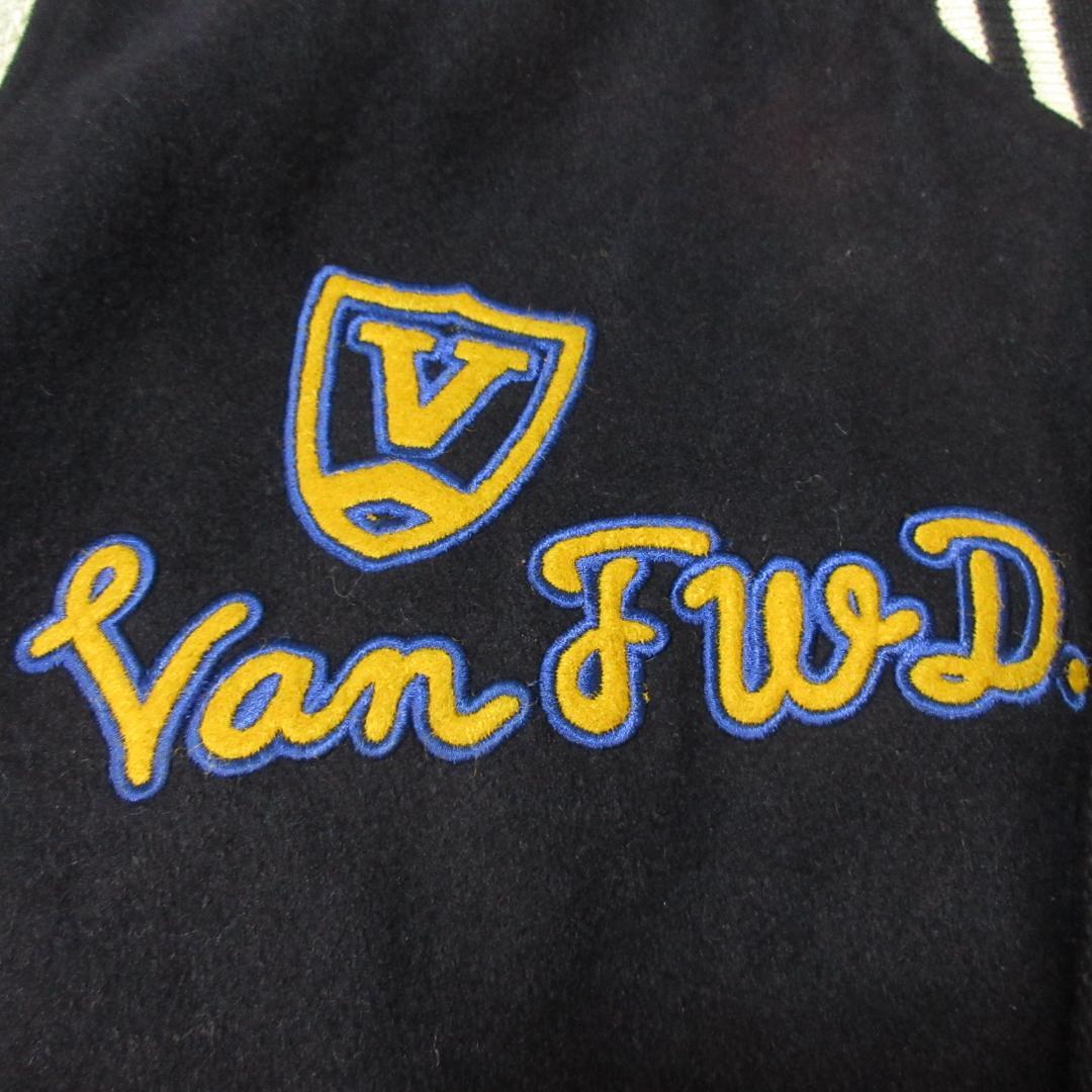 老*ー様 VAN-JAC　ヴァンヂャケット　アーチロゴ袖革スタジャン　L　べルソ