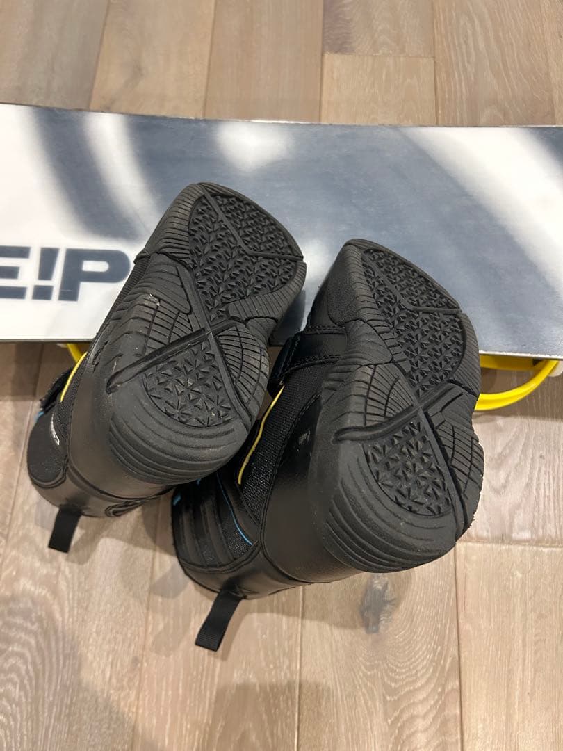 【子供用】スノーボード ビンディング ホワイト/ブルー/イエロー 3点セット