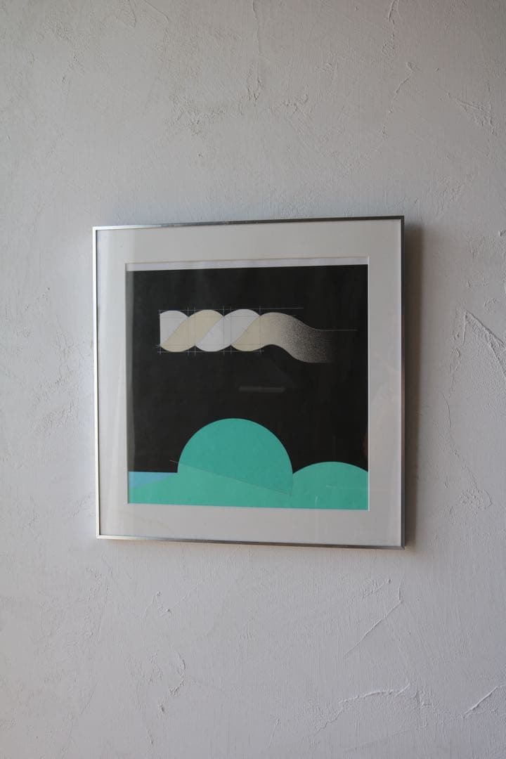 現代アート70s ガレリアグラフィカ　絵画　ビンテージ　モダン　幾何学　抽象画