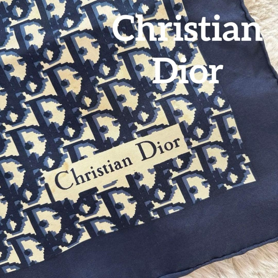 クリスチャンディオール ネイビー トロッター柄 大判スカーフ スカーフ
