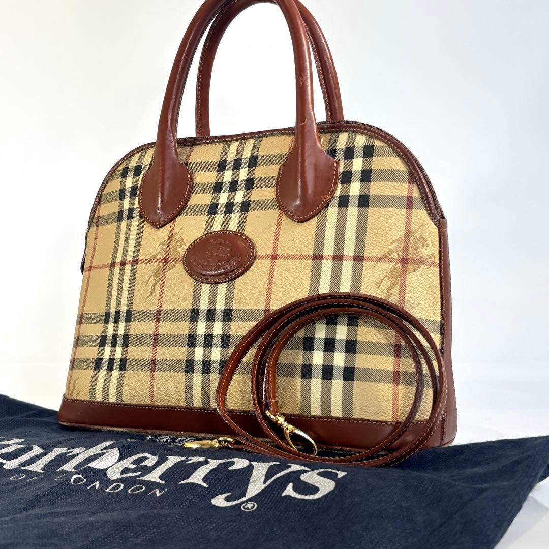 バーバリーズ ノバチェック 2WAY ハンドバッグ ショルダー PVC レザー