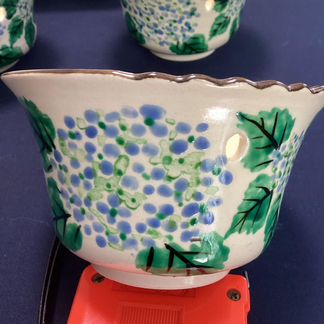 京焼乾山写紫陽花絵向付10客　　新品未使用