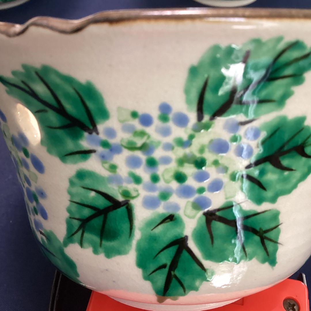 京焼乾山写紫陽花絵向付10客　　新品未使用