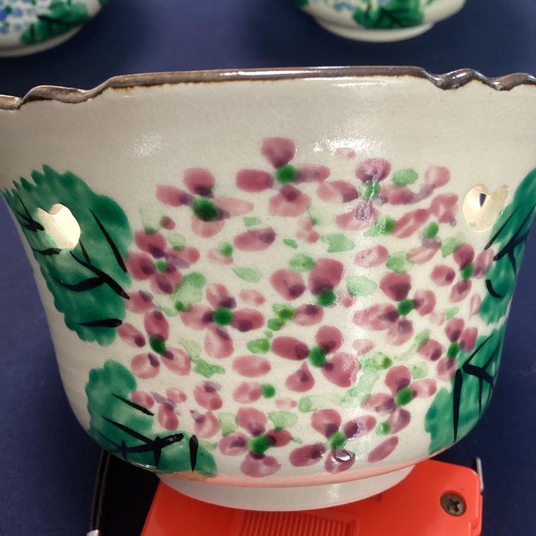 京焼乾山写紫陽花絵向付10客　　新品未使用