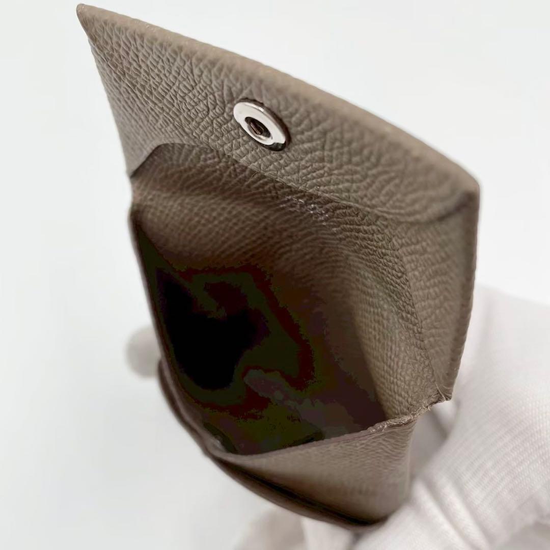 良品　エルメス　バスティア　ケース　コンパクトウォレット　レザー　ブラウン