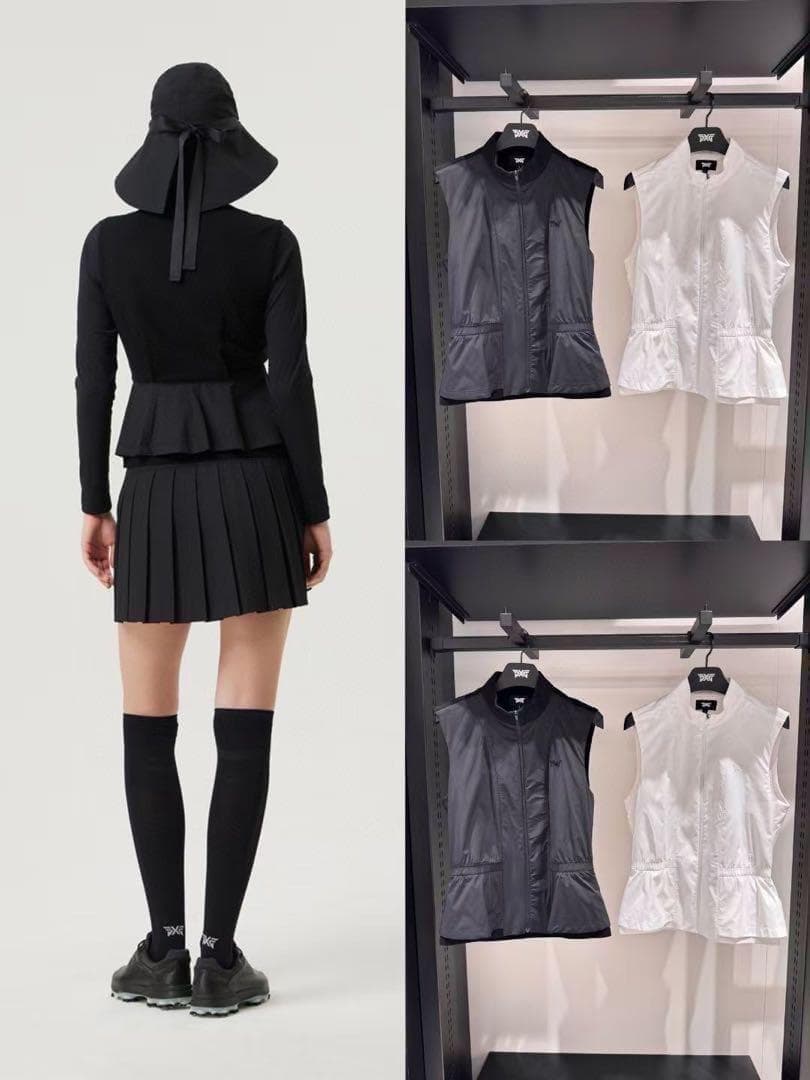 ラスト1点＆最終値下・PXG ゴルフペップラムベスト⚫︎白異素材MIX