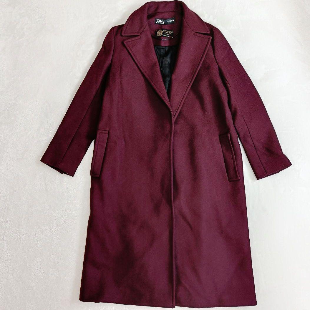 ZARA MANTECO ベルテッド マキシコート ボルドー ロング M ザラ - メルカリ