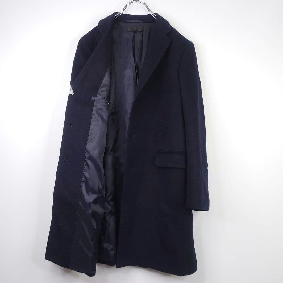 ユニクロ ウールカシミヤ チェスターコート XS 紺 ネイビー 上品 通勤