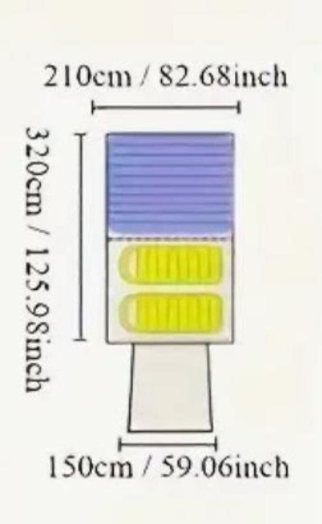ベージュ/オレンジ キャンプテント 210x320cm、h205cm