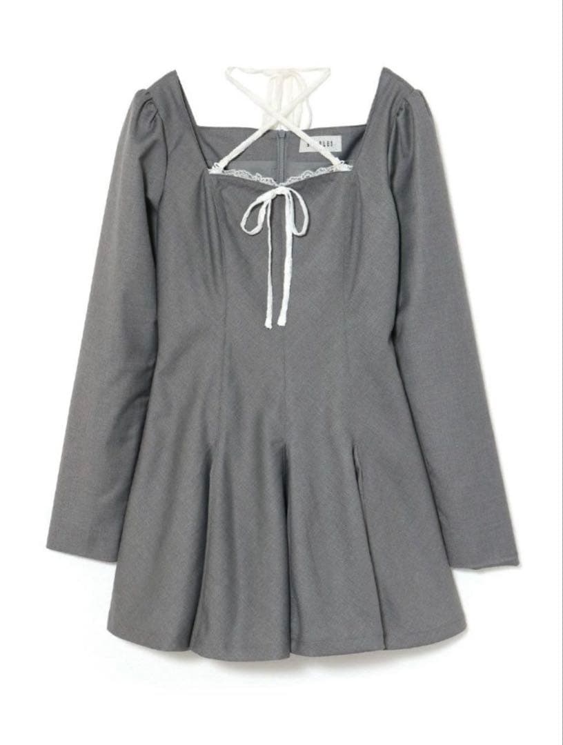 完売商品】BUBBLESパネルフレアガーリーワンピース グレー S