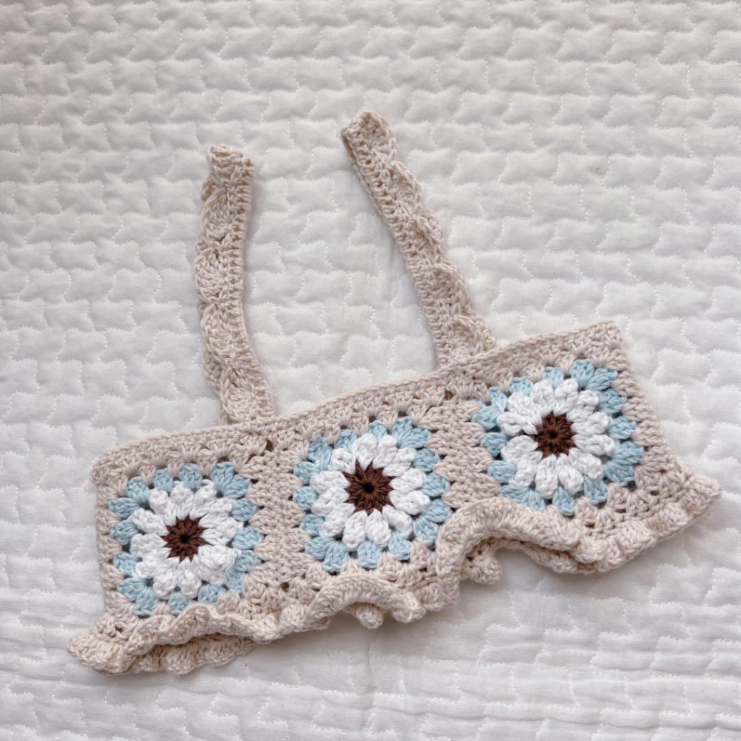 ビスチェ キャミソール グラニースクエア かぎ針編み モチーフ編み