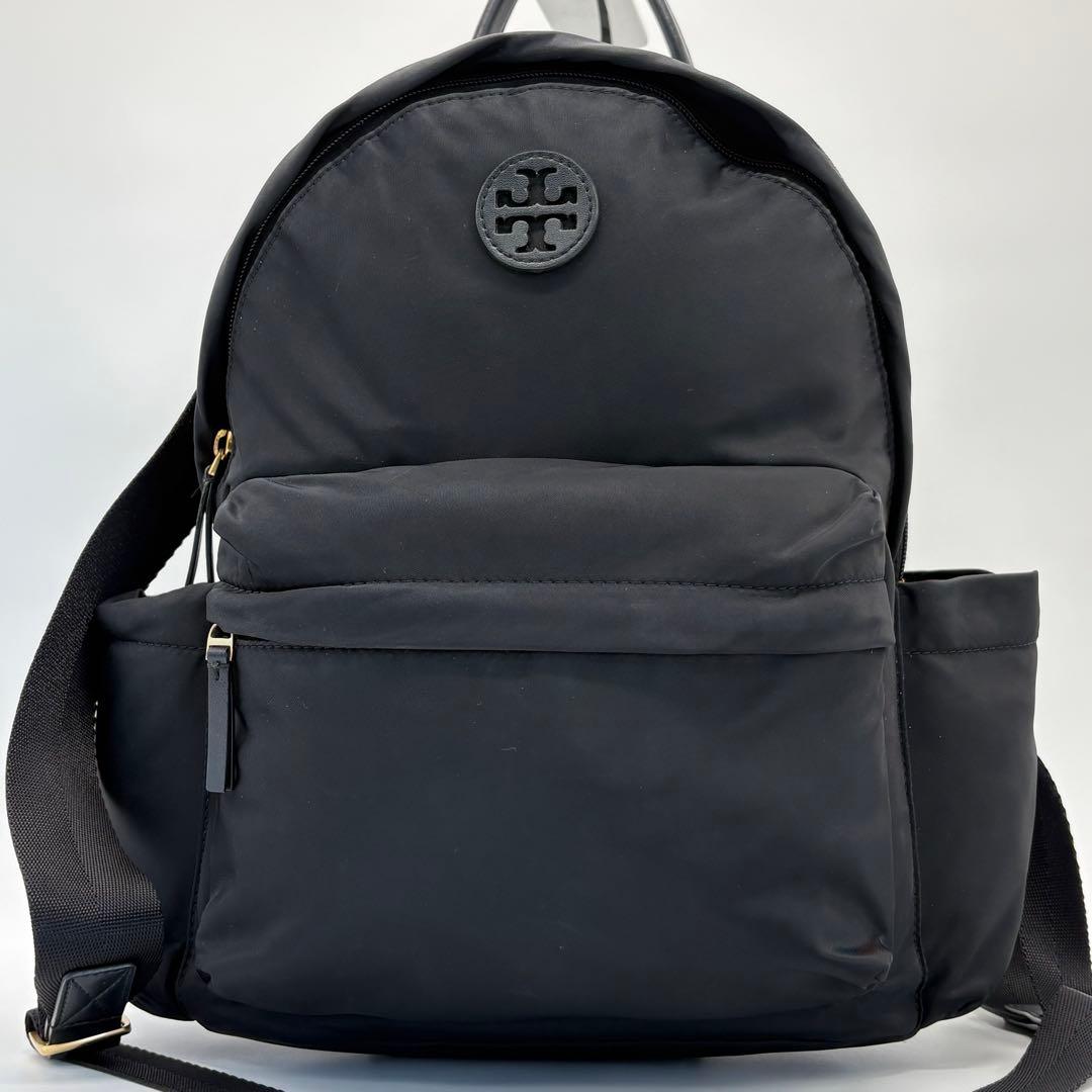 美品✨トリーバーチ リュックサック A4可 多収納 軽量 ナイロン ブラック