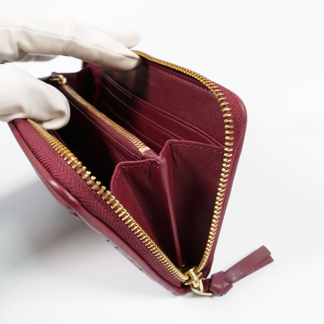 極美品✨ トリーバーチ 長財布 ラウンドファスナー ボルドー キルティング