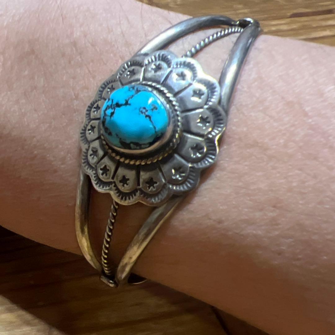 インディアンジュエリー ナバホ M刻印 ターコイズ バングル ブレス