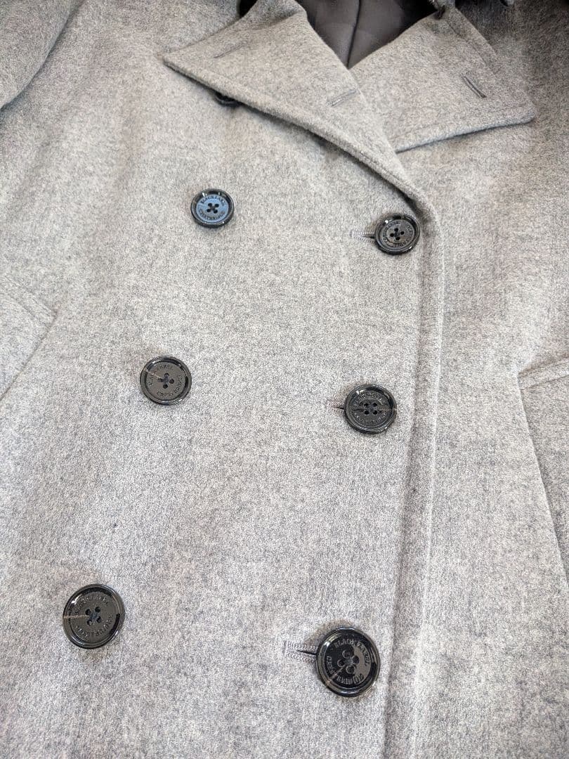ウールピーコート グレー ダブルボタン ダウンピーコート ダウンコート