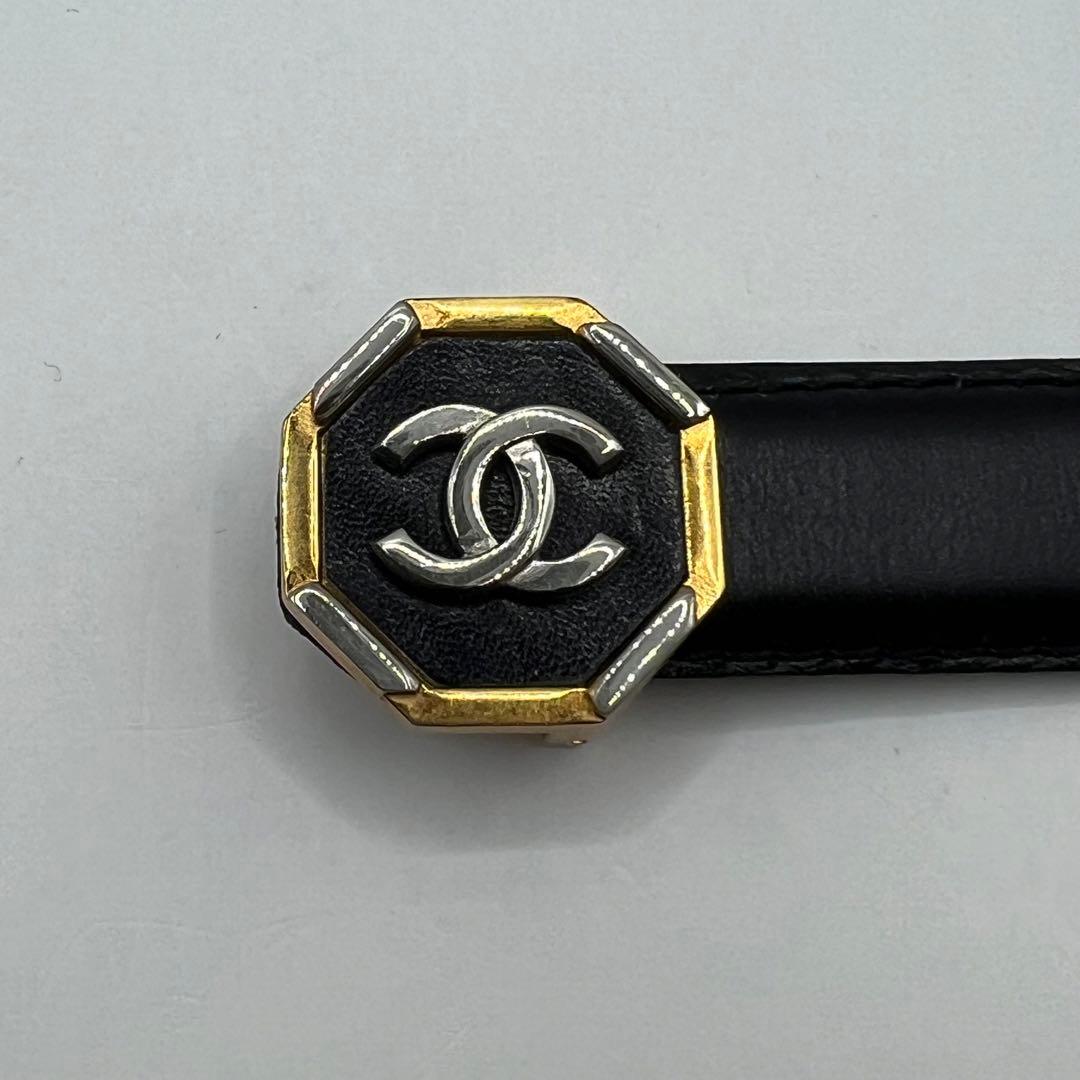 【極美品】シャネル ベルト ココマーク ロゴ 80/32 ブラック レザー