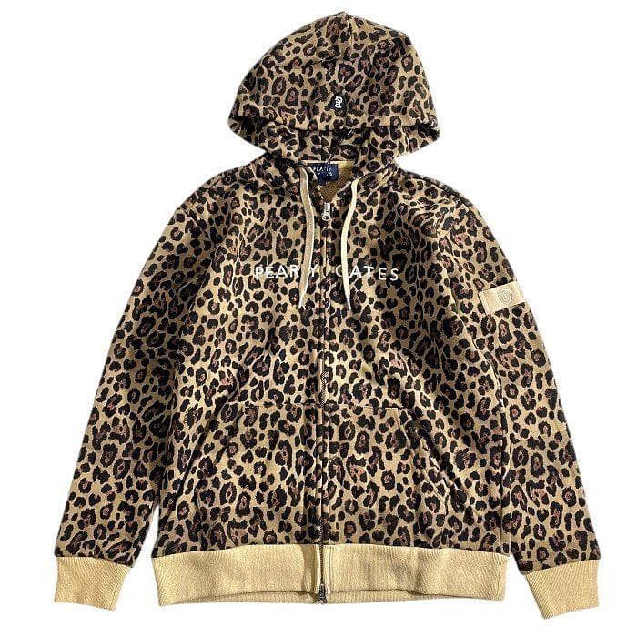 パーリーゲイツ ゴルフ 日本製 裏毛スウェット レオパード柄 フーディ パーカー