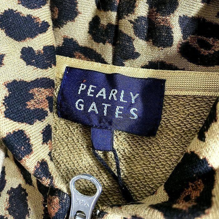 パーリーゲイツ ゴルフ 日本製 裏毛スウェット レオパード柄 フーディ パーカー