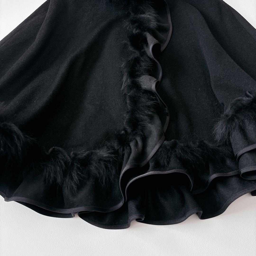 美品✧︎トゥービーシック ポンチョ ケープコート ウール100フォックスファー 黒