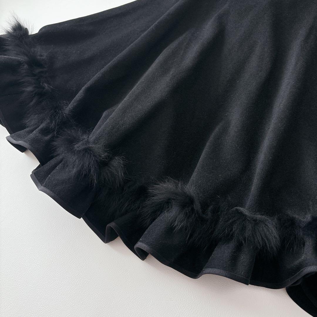 美品✧︎トゥービーシック ポンチョ ケープコート ウール100フォックスファー 黒