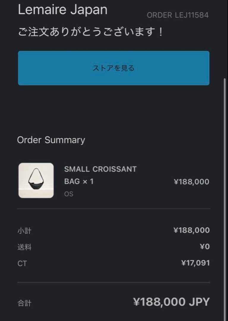 バッグ LEMAIRE SMALL CROISSANT BAG BLACK