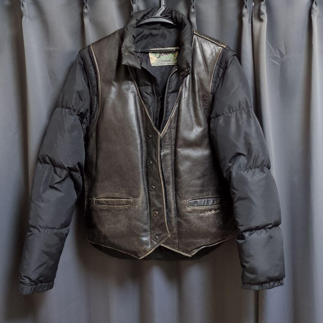 Schott Doran レザー ダウンジャケット 40