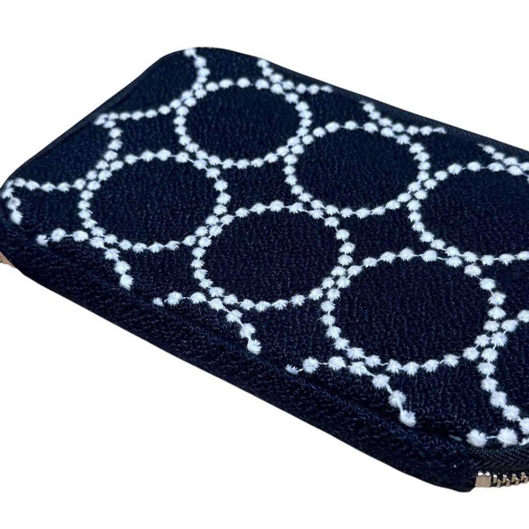 未使用 ミナペルホネンひきだしポーチ姉tambourineネイビー×ホワイト