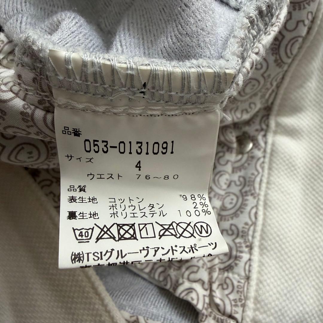 パーリーゲイツ　裏起毛　防風　ストレッチ　パンツ　ゴルフウェア　ホワイト　4