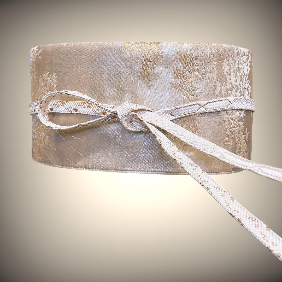 金刺繍煌めくサッシュベルト 刺繍帯 W55〜75cm 着物リメイクJ70324