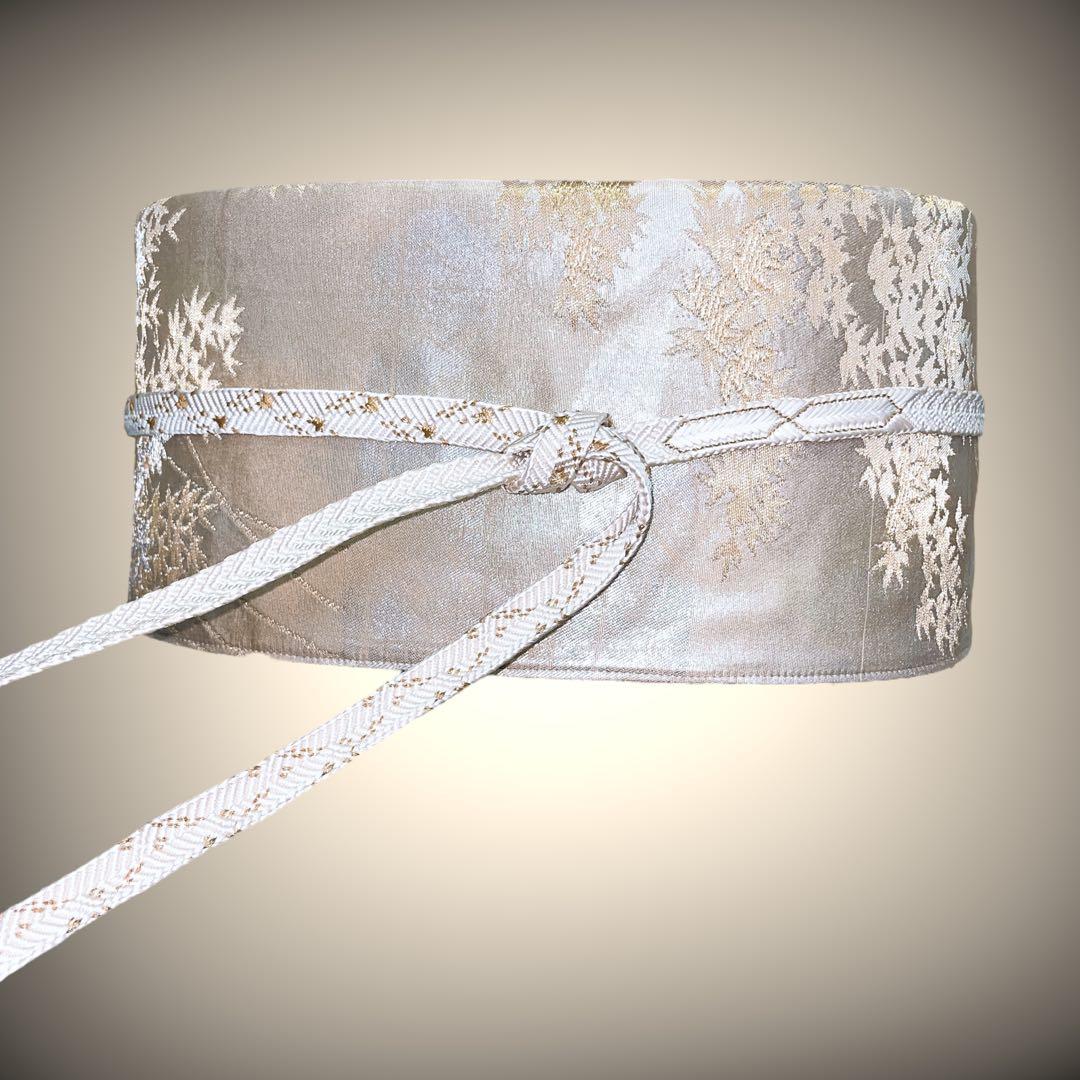 金刺繍煌めくサッシュベルト 刺繍帯 W55〜75cm 着物リメイクJ70324
