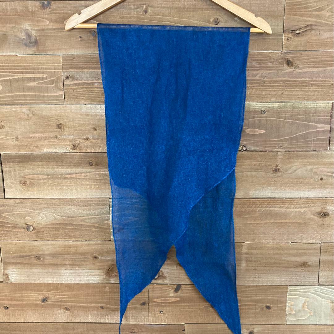 ねこ様　おまとめ2枚　本藍染シルクメッシュストールと麻リボンストール