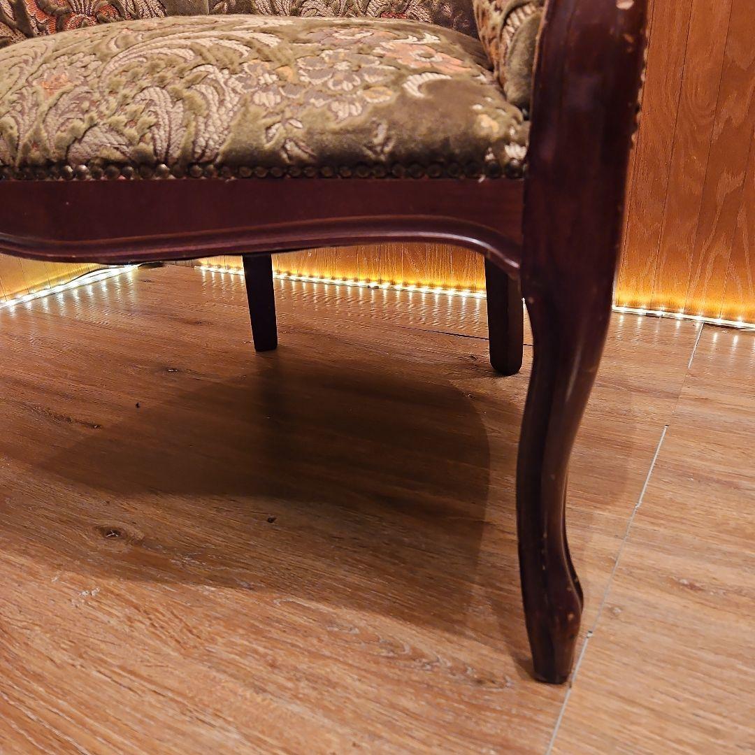 イタリア製 ヴィンテージソファ 金華山織 猫脚ソファ B パーソナルチェア