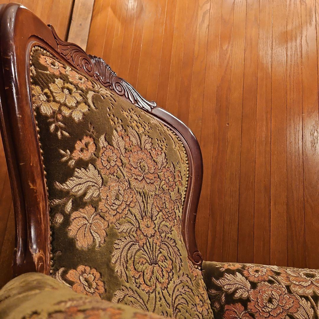 イタリア製 ヴィンテージソファ 金華山織 猫脚ソファ B パーソナルチェア