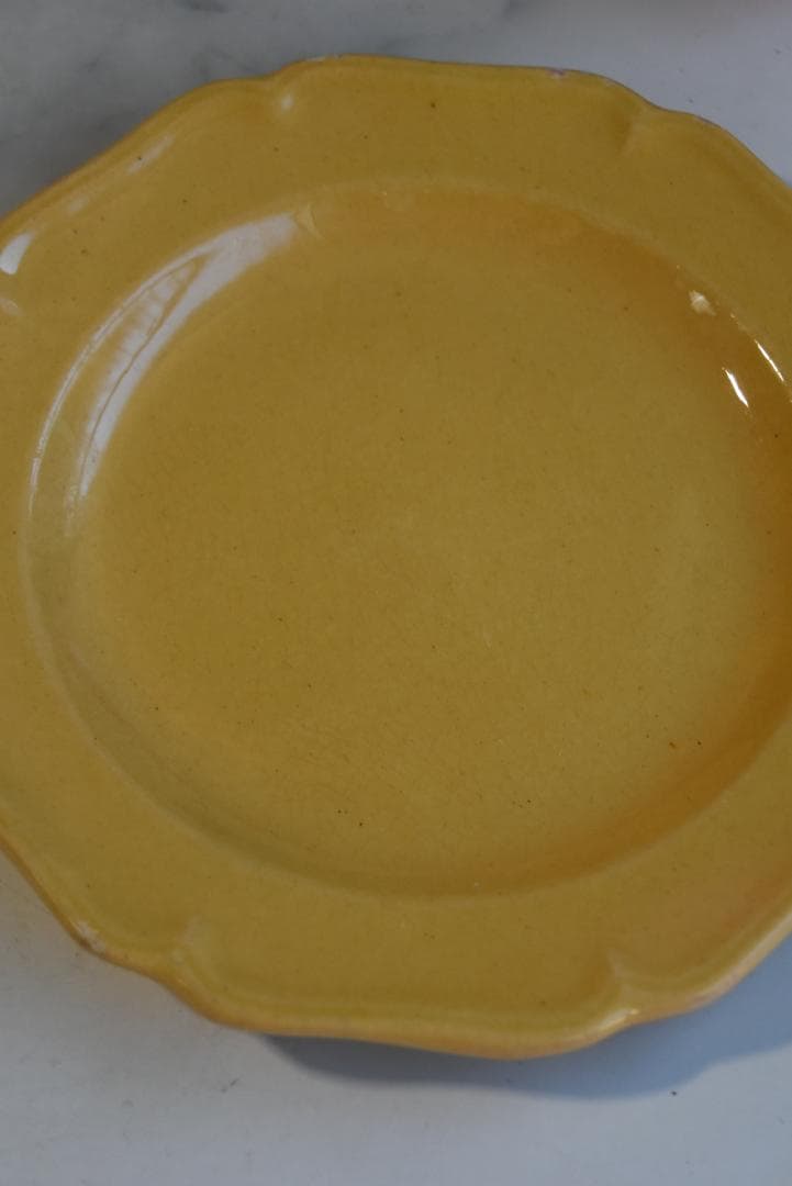 1枚はおまけ 19世紀アプト窯 黄釉花リム デセール皿 アンティーク