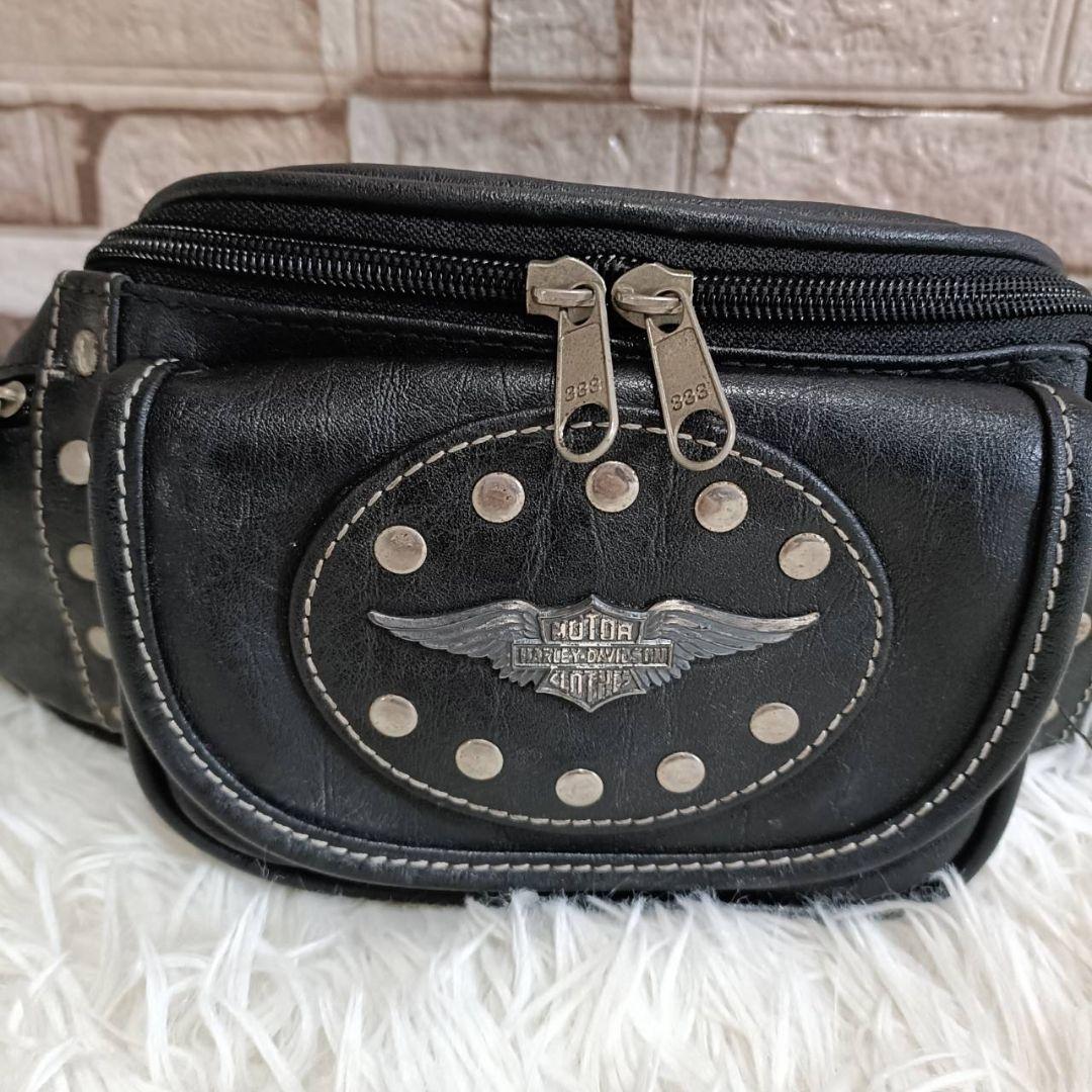 Harley-Davidson レザー　ウエスト　ポーチ　ボディバック　スタッズ