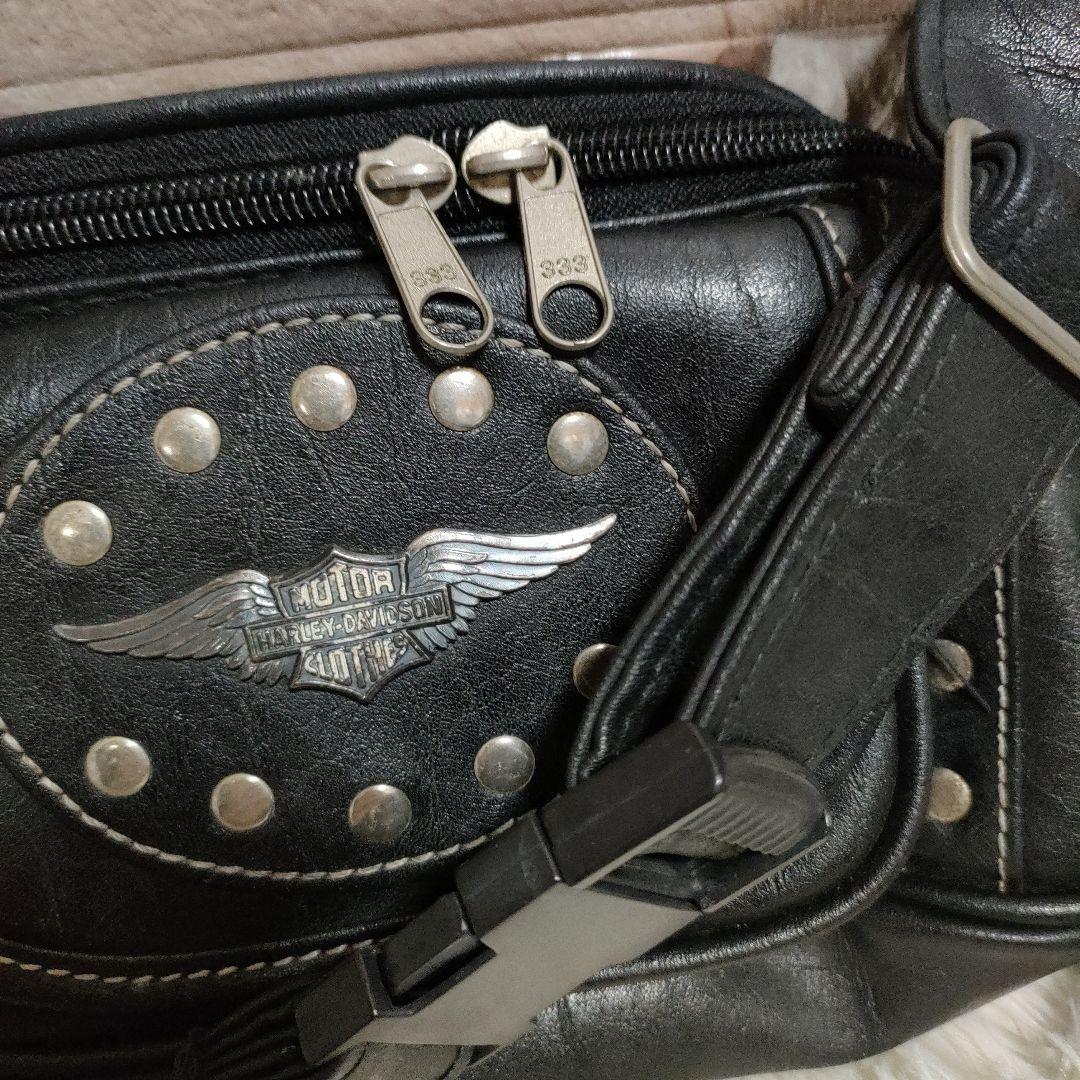 Harley-Davidson レザー　ウエスト　ポーチ　ボディバック　スタッズ