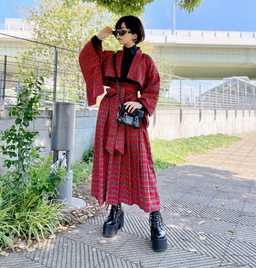 MISAMARU 袴スカート 赤チェック Sサイズ