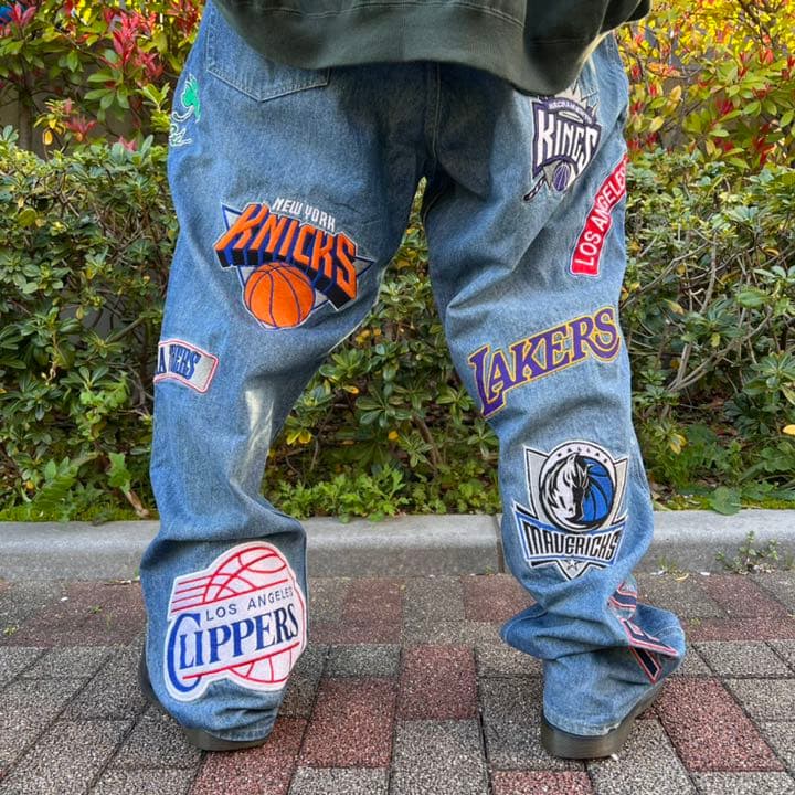 ✓90s NBA 公式 UNK ビッグワッペン デニムパンツ W38 - メルカリ