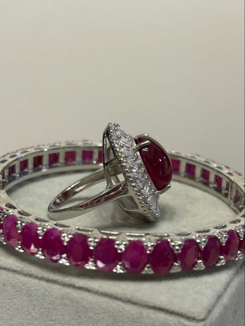 つ*る様 超豪華‼️天然ルビーリングとバングルのセット