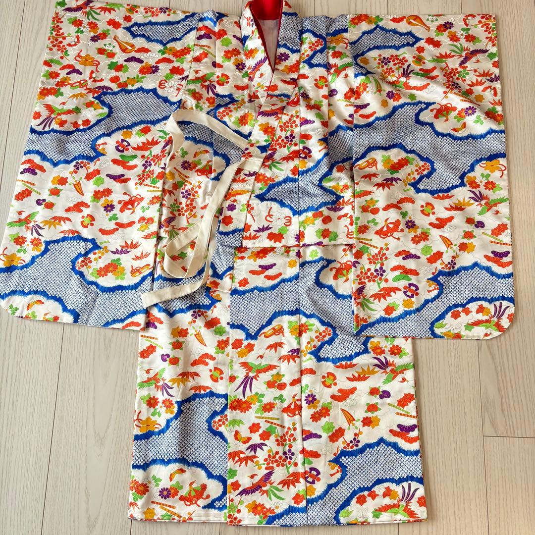 七五三 着物　7歳　青　白　美品