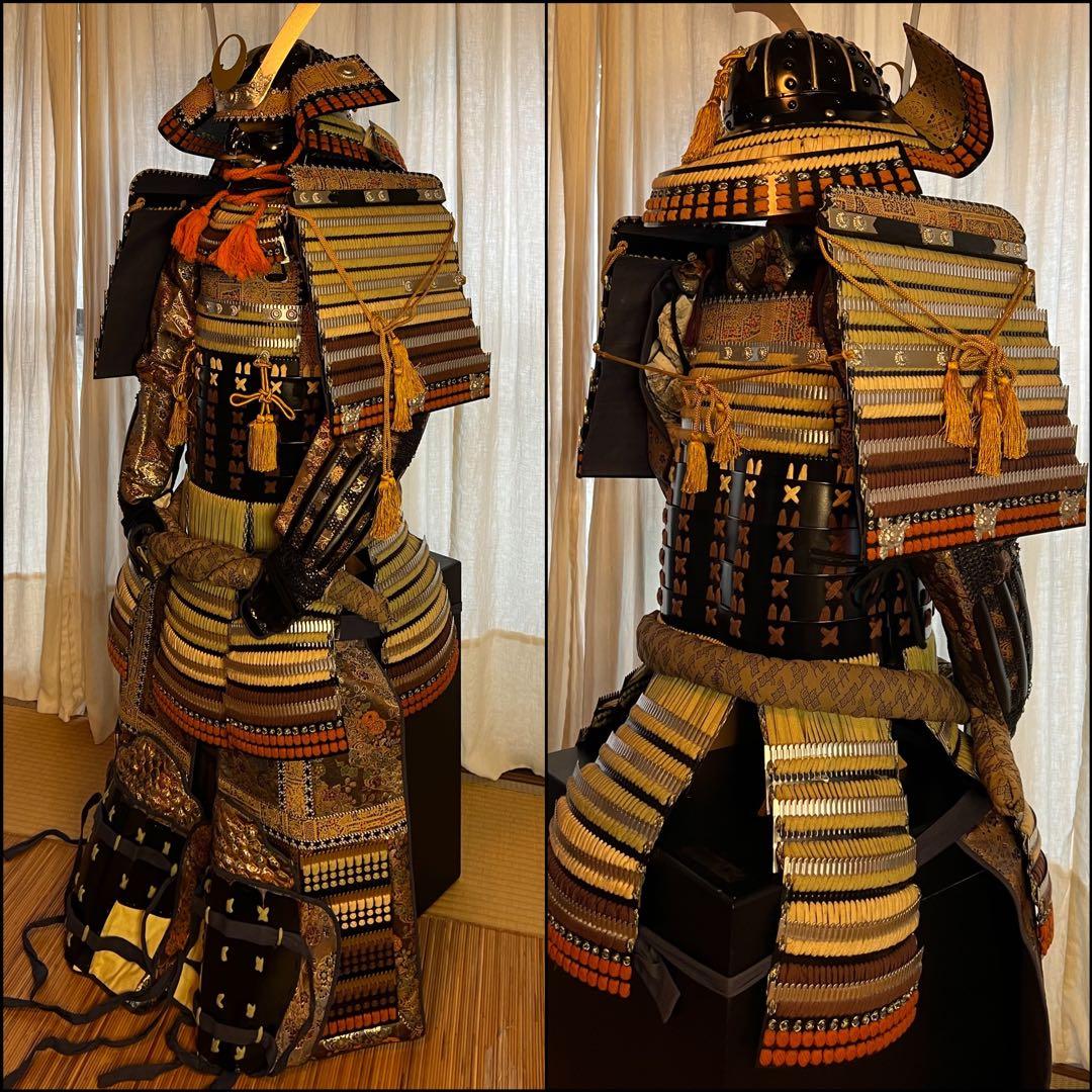 希少•未着用】萌黄色（緑）縅糸 鉄地黒胴当世具足 【甲冑