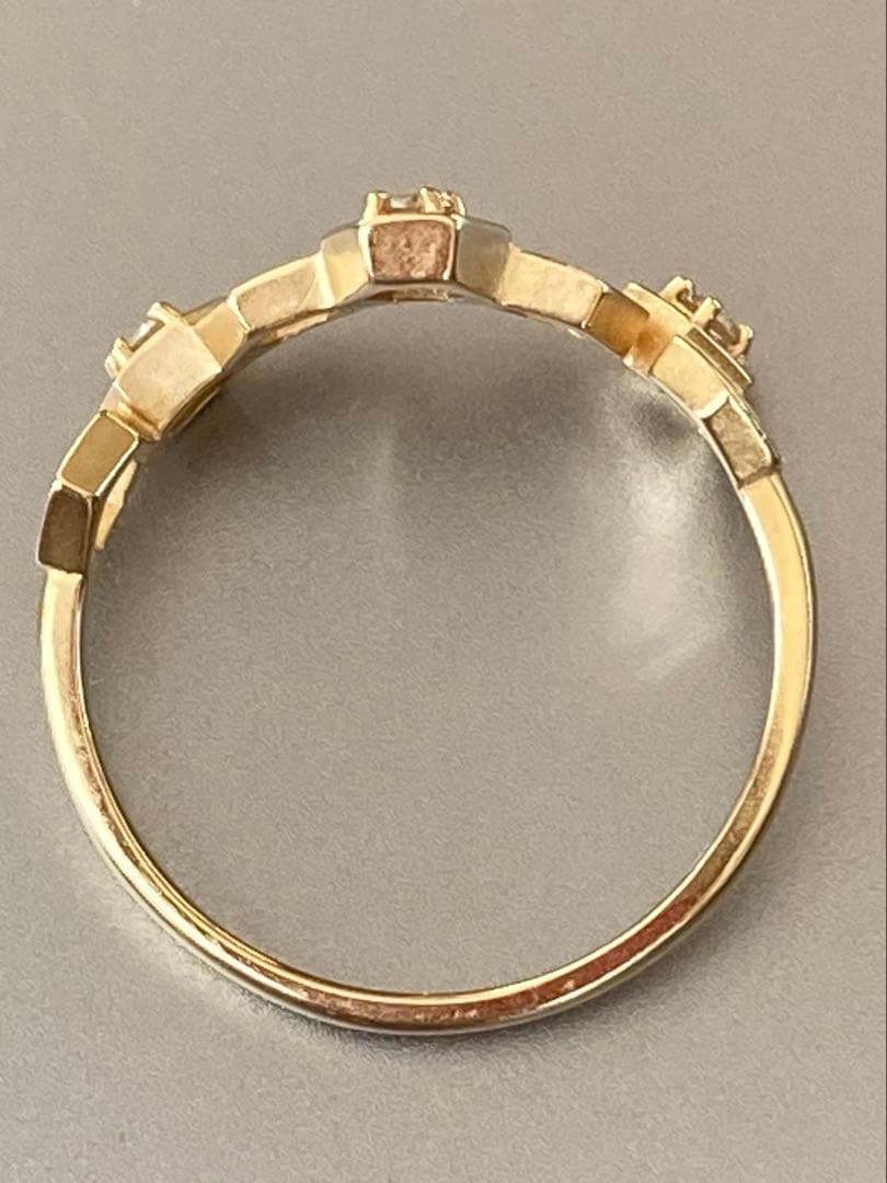 K18 ハニカム模様ダイヤモンドリング　蜂の巣　TSUTSUMI 個性的指輪