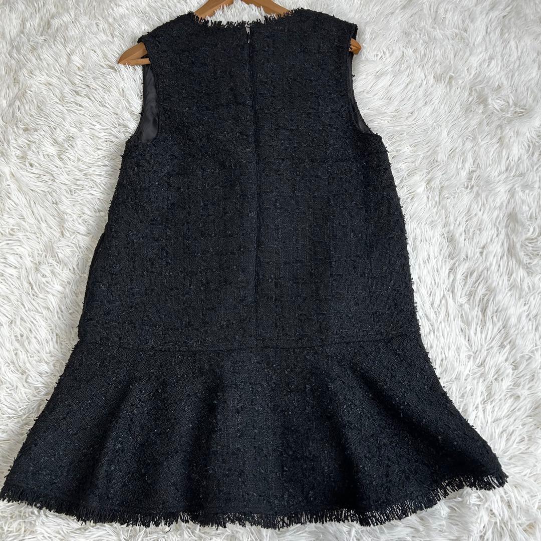 【美品】アプワイザーリッシェ ツイードペプラムミニワンピース ブラック　1