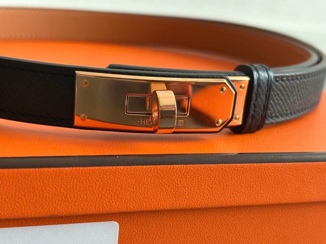 エルメス HERMES ケリーベルト 黒 ノワール ピンクゴールド